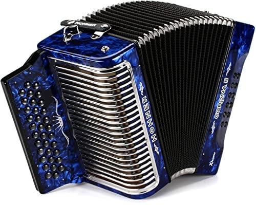 Hohner Corona II Xtreme Diatonisches Akkordeon, Tasten von F/Bb/Eb, Perldunkelblau