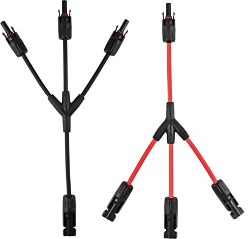 URAQT Y Type Connecteurs Solar, 2 pcs (1 à 3 Branches) Professionnel Imperméable Connecteur de Panneau Solaire, Cable Panneau Solaire, pour Panneaux Photovoltaïques Connectés en Parallèle MMF + FFM
