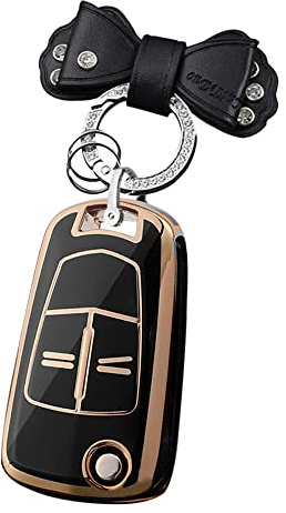 HIBEYO Coque de Protection pour clé de Voiture Opel - en Silicone - pour Opel Corsa Astra Vectra Zafira Adam Insignia Mokka - avec Porte-clés - Noir