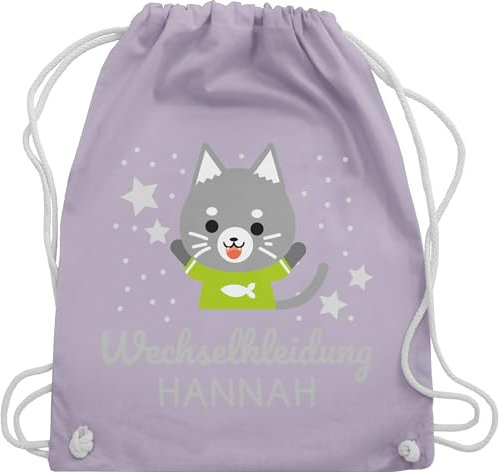 Turnbeutel Rucksack - Kita Beutel Wechselsachen Mädchen - Wechselkleidung Katze - Unisize - Pastell Lila - stoffbeutel kindergarten wechselbeutel personalisierte beutelrucksäcke für