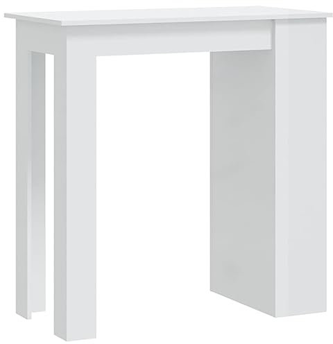 vidaXL Bartisch mit Regal Bartresen Stehtisch Tresentisch Bistrotisch Küchentisch Loungetisch Tisch Hochglanz-Weiß 102x50x103,5cm