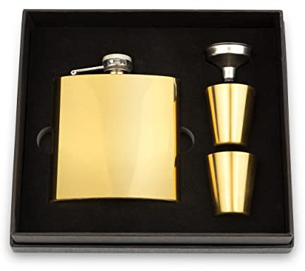 Weddingstar 6 oz Stainless Steel Hip Flask Gift Box Set Gold - Non-Customizable