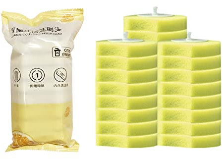 FASHION YO Toilet Wand with 8 Refills, Disposable Toilet Bowl Brush Disposable Cleaning System kit, Storage Caddy and Heads for Bathroom Cleaning all in one (24 Refills Lemon)