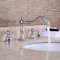Waschtischarmatur Retro Chrom, Dreiloch-Waschtischarmaturen, Waschbeckenarmatur, Messing-Waschtischarmatur mit Heiß- und Kaltwasser, Badezimmer-Kreuzkopfgriff, 3-Loch-Waschtischarmatur Efficency