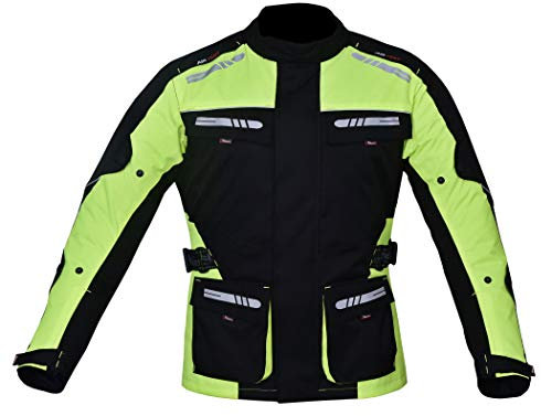 NORMAN Chaqueta de motocicleta para hombre, impermeable, textil, con blindaje CE, reflectores, Alta visibilidad, M