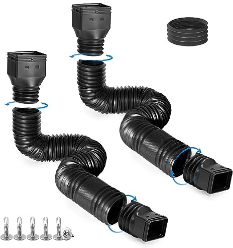 plusgutter Regenrinnen-Fallauslaufverlängerung, flexible Fallrohrverlängerung mit 147,3 cm + 172,7 cm ausziehbaren Rohren für Regenwasserablauf, langlebige Down-Auslauf-Ablaufverlängerung mit