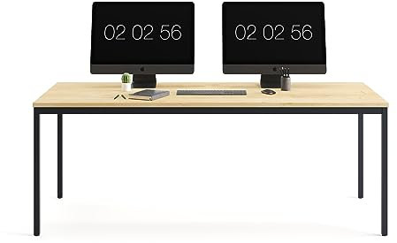 furni24 Schreibtisch-Stahl 160x80x75cm, Eiche, TÜV/GS-Einfache Montage, Arbeitstisch, Bürotisch, Küchentisch, Esstisch, Druckertisch Büro-Möbel Arbeitszimmer Computertisch Gaming-Tisch Mehrzwecktisch