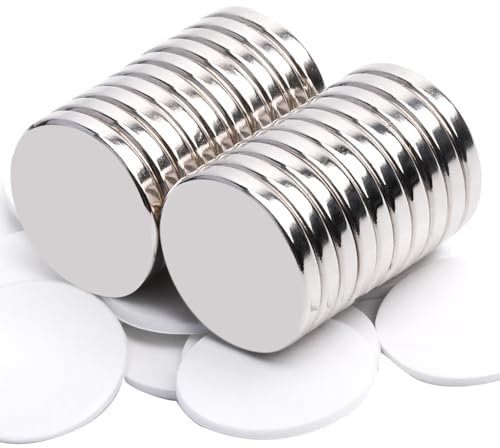 MIN CI 20 Stück Magnete Selbstklebend Stark, 20x3mm Neodym Magnete Stark Runde Magnete Flache Magnet zum Kleben Magnete für Magnettafel Kühlschrank Whiteboard Klein Starke Magnete
