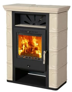 THORMA Kaminofen | BORGHOLM black/TOP Keramik | Cappuccino | 7 kW