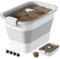 A-LuGei 23L/9Kg Faltbar Hundefutter Aufbewahrung,【Halten Hundefutter Trocken】 Futtertonne Hund mit klar luftdicht Deckel und Messbecher,【Leicht zu Bewegen】 Dog Food Container mit Aufsteckbare Rollen