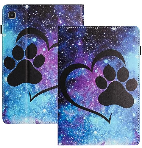 LSPCASA Housse Tablette pour Samsung Galaxy Tab A7 Lite 8.7 SM-T220/T225 PU+TPU Matérielle Coque Galaxy Tab A7 Lite Fonction Support Coque Tablette Samsung Tab A7 Lite Patte de Chat Coeur