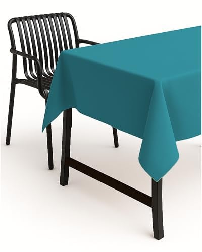 texpot Gartentischdecke 160 x 160 cm Petrol Leinen Optik Lotuseffekt Fleckschutz Bügelfrei Tischdecke