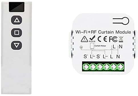 Persistence Tuya Smart Life WiFi 433Mhz Interruptor de Cortina Ciega con Mando a Distancia para Control de Persiana EléCtrica, 1RC 1RE