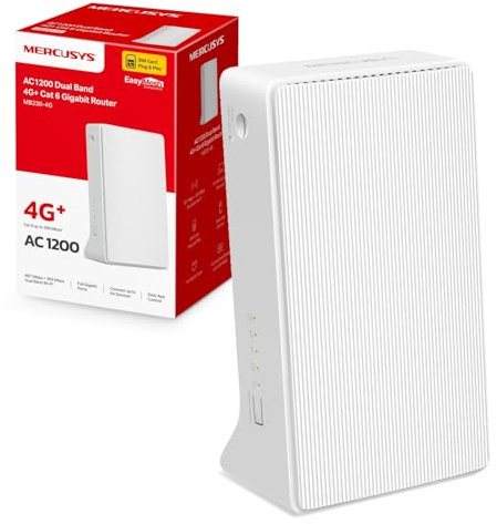 MERCUSYS MB230-4G AC1200 WiFi 4G+ CAT6 WiFi Router, Sim Slot Unlocked, Dual Band 1200 Mbps Fast Speed, Gigabit Ethernet Port, Sim Card Router, Plug & Play, Superfast 4G+ LTE Speed, App Control