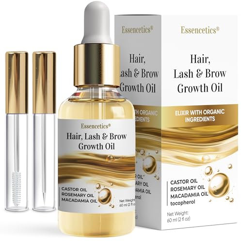 Rosmarinöl Haare & Rizinusöl Kaltgepresst Bio - Natürliches Haaröl für Haarwachstum, Haarserum, Wimpern, Augenbrauen - Castor Oil Organic & Rosemary Oil for Hair Growth - 60 ml Hair Oil