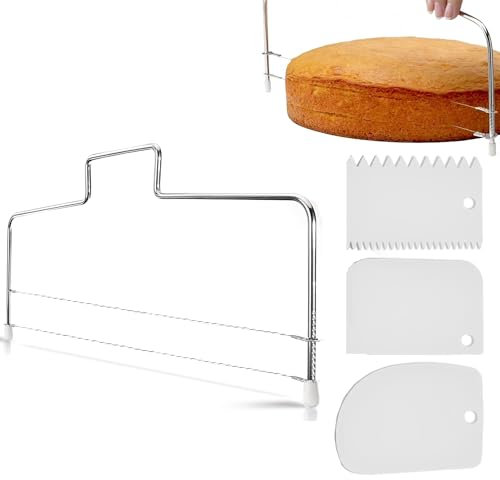 Bkemkri 3 PCS Grattoir à Gâteau, 1 Pièces Coupe-Gâteau Droit, Coupe-Gâteau Droit À Ligne Réglable, Outil à Lisser Les Gâteaux, Nivelleur Outils Cuisine pour Gâteau D'anniversaire À Plusieurs Couches