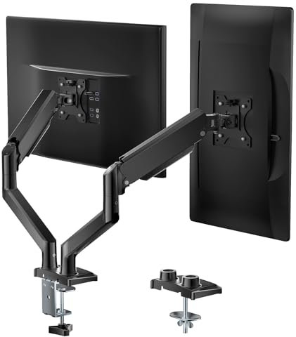 WALI Dual Monitor Mount, Adjustable Gas Spring Monitor Desk Stand for 2 Monitors, Heavy Duty Monitor Arm up to 32 Inch Screen, Hold up to MAX 19.8lbs, Max Mounting Holes 100x100mm (GSMP002N), Black