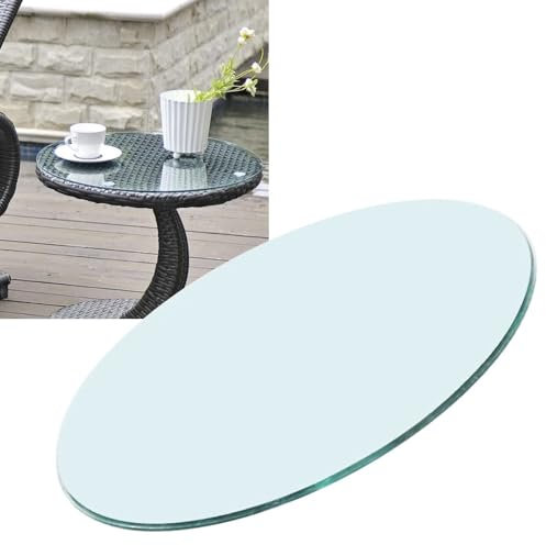 IMUNKT Cristales A Medida, Mesa Redonda De Vidrio Templado, Mesa Patio/Mesa De Comedor, Tablero Redondo De Cristal, 38CM 50CM 70CM 88CM 98CM, Mesa Transparente, Cristal Pulido(80cm(32in))