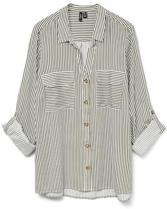 VERO Moda Damen Vmcbumpy L/S Shirt New Curve Ga Noos, Snow White, 44 EU