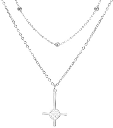 VASSAGO Leviathan Kreuz Halskette für Frauen Männer Geschlachtetes satan isches Symbol Halskette Edelstahl Kreuz Anhänger Satan Kirche Schmuck