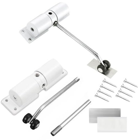 FAAING 2 Piezas de Muelle Cierrapuertas, Cierra Puertas Automático, Muelles para Puertas con Placa de Montaje y Tornillos, Cierrapuertas Ajustables para Interiores y Exteriores