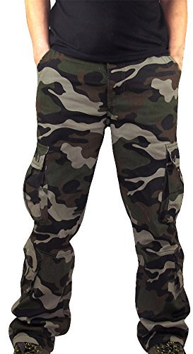 Tuta da uomo mimetica con tasca casual da lavoro sportiva pantaloni casual da lavoro pantaloni da uomo, Verde militare, 46