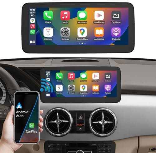 Ninetom Autoradio 10,25 Zoll Touchscreen mit kabellosem Carplay und Android Auto für 2013-2015 Mercedes Benz GLK-Klasse X204 NTG4.5/4.7, unterstützt Mirrorlink, Kamera, Navigation