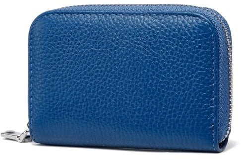 FOMAX Kreditkartenetui aus Echtleder für 20 Karten, Damen und Herren Kartenetui aus echtem Leder mit leichtgängigem Reißverschluss, Elegantes Design