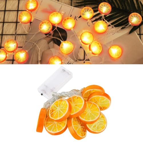 OKESYO Lichterkette Orange, 3 m 20 LED Orangenscheiben Lichterkette, IP44 Wetterfest Lichterkette Orange Strom, Lichterkette Batterie Led für Innen Außen Garten Hof Hochzeit Party Deko