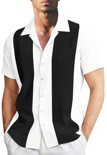 NQyIOS Men's Short Sleeve Oxford Shirt Regular Fit Button Down Collar Shirts with Pocket Wrinkle Free Stretch Collared Tshirts Cuban Guayabera Vacation Outfits Tunic Blouses (Black, XXL)