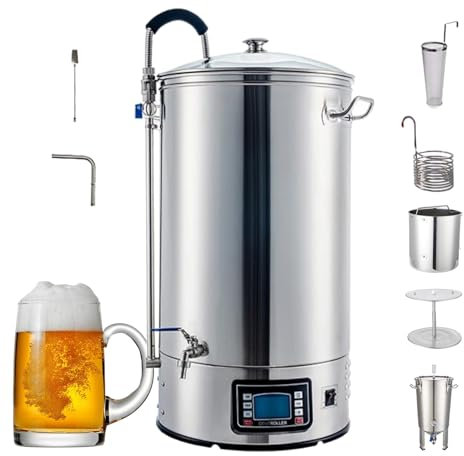 40L All-in-One Brew Kettle with LCD Control & Turbo Chill - 10.5 Gallon Electric Brewing System for Homebrew Beer Making | 20-Minute Wort Cooling, 7-Stage Temperature Control, Commercial-Grade Precisi
