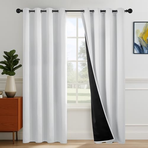 Deconovo 100% Verdunklungsvorhänge Vorhang Blickdicht Vorhänge mit Ösen Gardinen Wohnzimmer Thermovorhänge gegen Hitze Wärmeschutz Curtains Schallschutz, H270 x B140 cm, Silber Grau, 2er Set