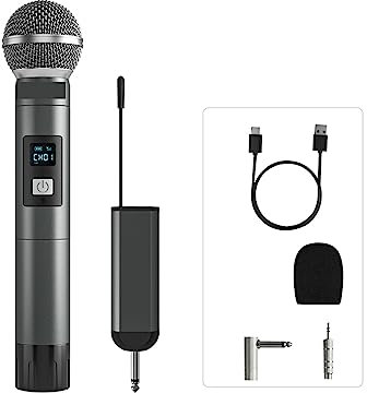 LEPREM Kit de micrófono de batería Recargable Micrófono de Mano único inalámbrico El Mejor micrófono Iglesia en casa