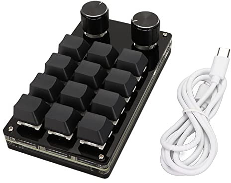 NUMNBE 12 Tasten Gaming Keypad mit 2 programmierbaren Drehreglern RGB Beleuchtung mechanisch Plug and Play für Spiele Video Bearbeitung und Büroanwendung