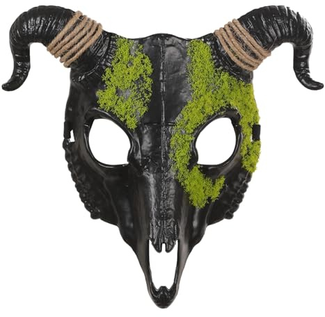Skknuny Gothic Goat Face Mask Realistic Black Skull Animal Head Scary Demon Mask for Adults Halloween Party Cosplay Costume