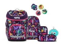 ergobag Schulranzen-Set cubo Bundle Set AmBärzonas - Lila | Ergonomischer Schulrucksack Klassisch, 6-teilig, für die 1. Klasse Grundschule, ideal für den Schulstart