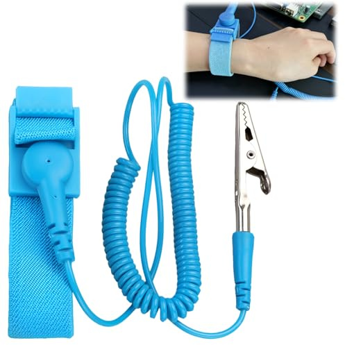 Antistatisches Armband, Einstellbare ESD-Schutzerdung Schutz vor elektrostatischer Entladung, mit Krokodilklemme für Elektronik, PC, Computer, DIY-Reparatur