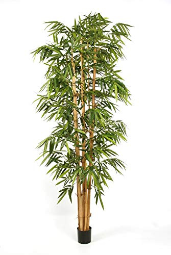 artplants.de Bambou Artificiel géant à Grandes Feuilles KIYOSHI, 980 Feuilles, Vert, 240cm - Faux Bambou - Arbre Artificiel