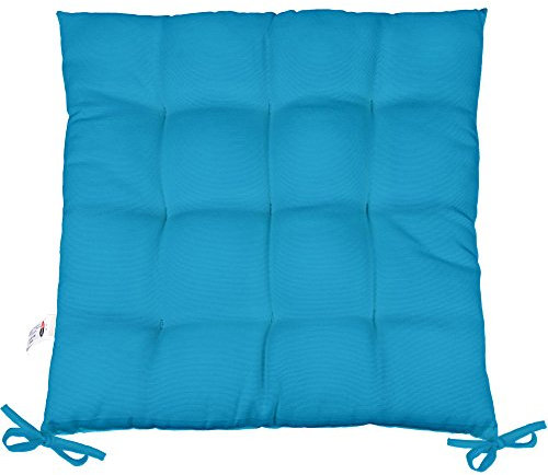 CelinaTex Yoyo Sitzkissen 40 x 40 cm türkis Gartenstuhlkissen mit Bänder Sitzauflage Garten Balkon Terrasse