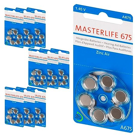 MASTERLIFE BATTERIEN Typ 675 PR44 HÖRGERÄTE BATTERIE A675 (60)