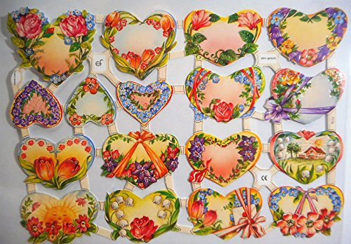 Glanzbilder Herz Blume Liebe EF 7173 Oblate Posiebilder Scrapbook Deko GWI 509