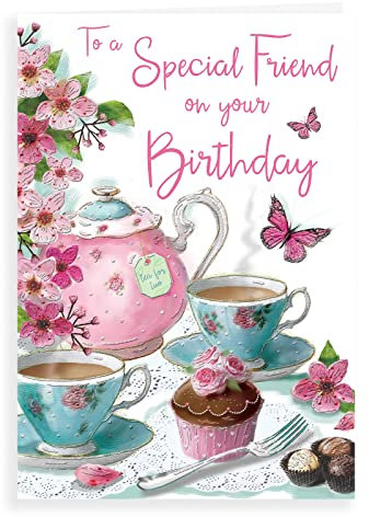 Regal Publishing Geburtstagskarte für Freund, 22,9 x 15,2 cm, Weiß/Pink/Grün/Grau/Pfirsich
