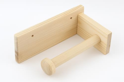 Greca Rollenhalter aus massivem Kiefernholz, roh lackierbar, Maße: 20 x 11 x 9 cm.