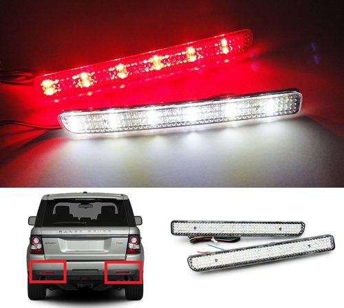 RZG 2x Clear Lens Rear Bumper Reflector LED Fog Tail Stop Brake Light Reverse Lamp For LR Discovery 3 4 2009-13 RR Sport L320