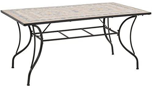 OUTLIV. Gartentisch Mosaik, Rechteckig, Eisen, Robust und Wetterfest, Dunkel Mosaik/Schwarz; 160x90 cm