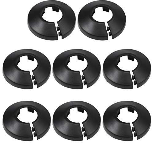 sourcing map 20mm Pipe Cover Decoration PP Plastic Water Pipe Escutcheon Black 8pcs