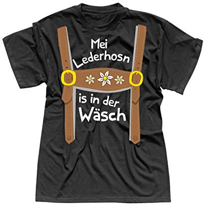 T-Shirt Oktoberfest Lederhose Kostüm Volksfest Tracht 13 Farben Herren XS-5XL München Wiesn Festzelt O'zapft Maß Krug Dirndel, Größe:5XL, Farbe:schwarz - Logo Weiss