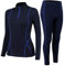 Fengzio Intimo Termico Donna Invernale, Maglia Termica Donno Funzionale Pantaloni e Maglie con Cerniera, Tuta Termice Donne Set per Sci Corsa Palestra-Blu,M
