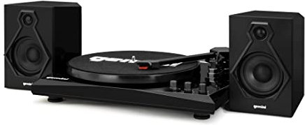 Gemini Sound Sistema musicale giradischi stereo Gemini TT-900BB - Trasmissione a cinghia - Ingresso Bluetooth - Altoparlanti stereo doppi da 50 Watt - Adattatore 45 incluso nero