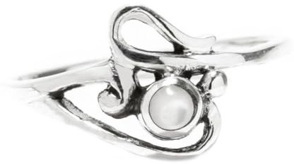 Windalf Zarter Ring ELINA 9 mm Perlmutt Princess Damenring Midi-Ring 925 Sterlingsilber (Silber, 64 (20.4))